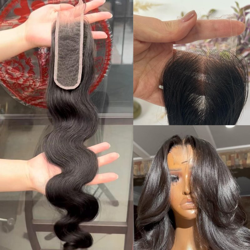 SKINLIKE Real HD Swiss Lace Closure Human Hair 2x6 Lace Closure with Clean Hairline Much More Density Full Cuticle Aligned Brazilian Human Hair Body Wave Style (14inch, HD BW 2x6 lace closure)