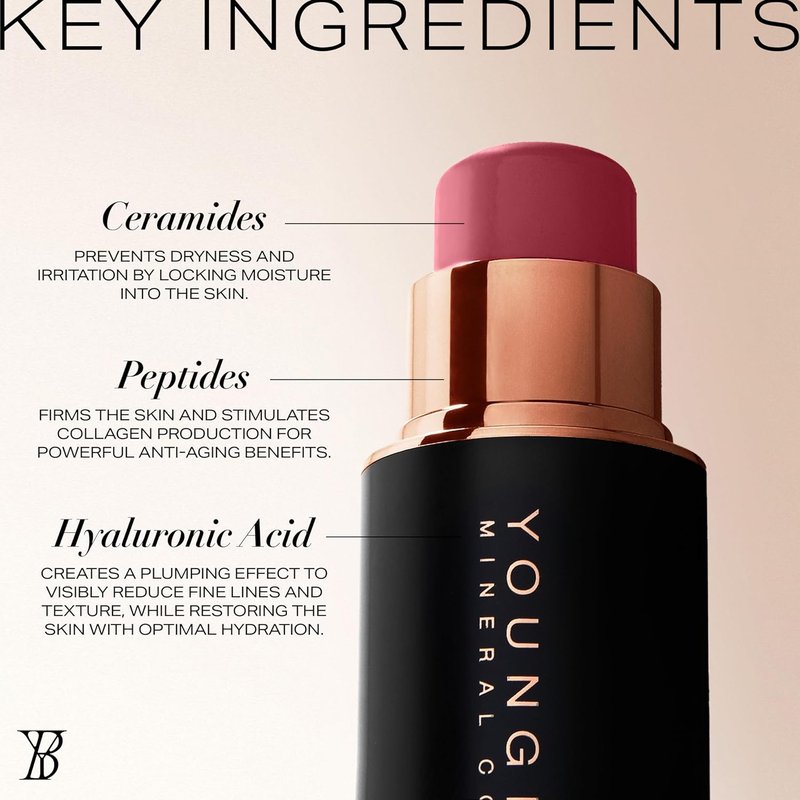 Youngblood VividLuxe Crème Blush Stick - Mulberry Shade for Radiant, Flawless Skin