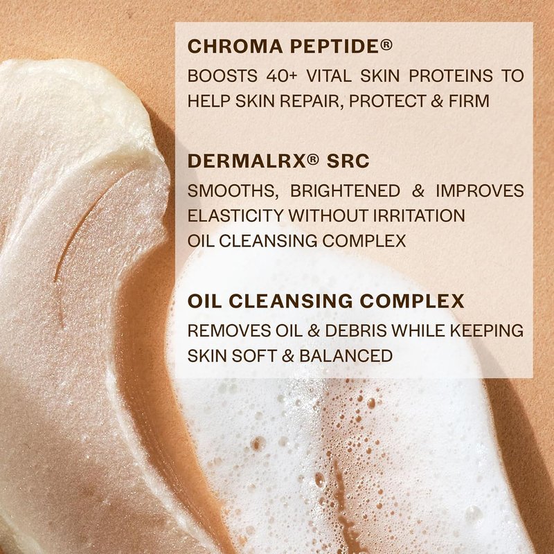 CHROMAT Detox Face Wash - Anti-Aging Facial Cleanser for Mature Skin | Gentle Exfoliating Peptide Formula - 90mL, Hydrating for Dry & Sensitive Skin