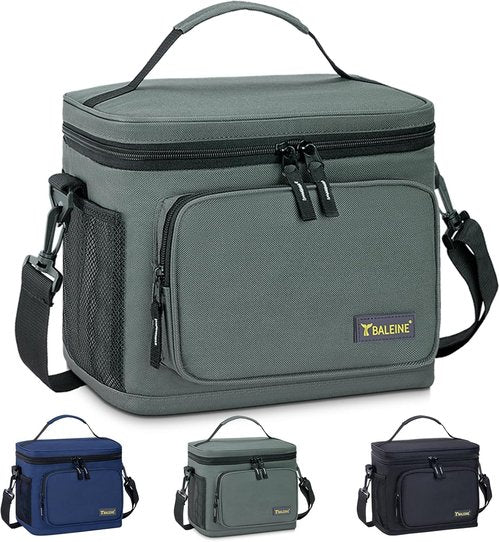 BALEINE Insulated Lunch Bag - Leakproof Cooler for 15 Cans | Adjustable Shoulder Strap, Medium Grey