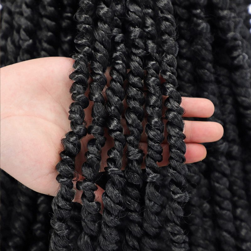 Passion Twist Hair 18 Inch Pre-twisted Passion Twist Crochet Hair for Women Pre-looped Water Wave Crochet Braids Bohemian Curly Crochet Hair Synthetic Hair Extensions 8 packs 1B