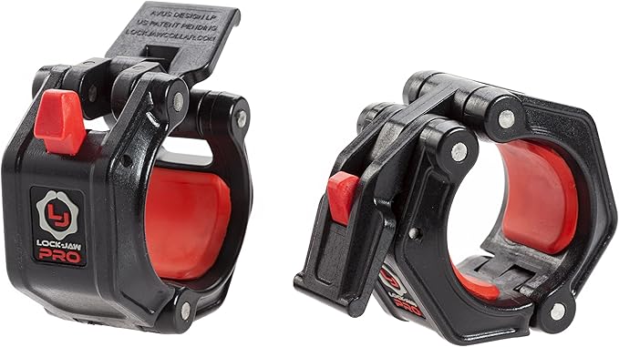 Lock-Jaw PRO 2 Barbell Collars Olympic Barbell Clamps 2 Pcs – Heavy Duty Bar Clamps for 2” & 50mm Olympic Bars – Secure Weight Bar Clamps for Strength Training & Home Gym Accessories – Black