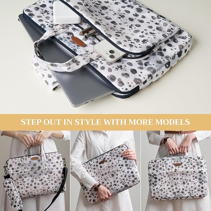 Maison d'Hermine Laptop Bag with Pocket Upto 13.5 inch Stain and Water Repellent Cotton Canvas Spring Summer (Cheeta)
