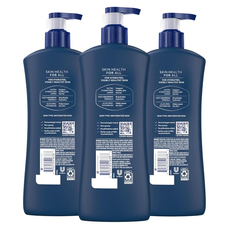 Vaseline Men's Healing Moisture Lotion - Fast Absorbing, Non-Greasy Formula for Dry Skin | 20.3 oz, Pack of 3