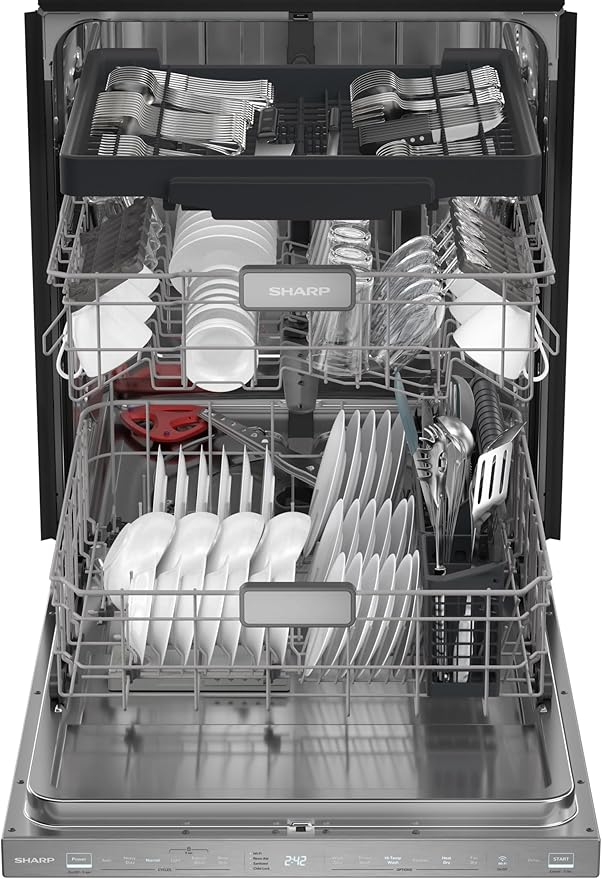 Sharp SDW6888JS 42 dBA Stainless Fully Integrated Built-in Smart Dishwasher