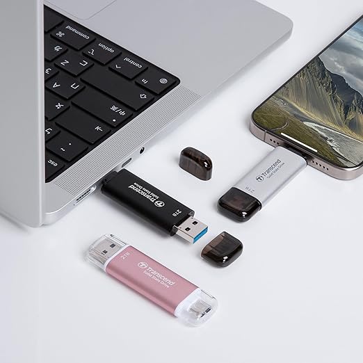 Transcend ESD310 1TB External SSD, Up to 1,050MB/s, Dual USB Drive for iPhone17,16,15, iPad&Mac/Pixel10/Tesla/Steam Deck/ROG Ally/MSI Claw/Android/PS5, 2-in-1 TypeC &A, USB3.2Gen2 Portable SSD-Silver