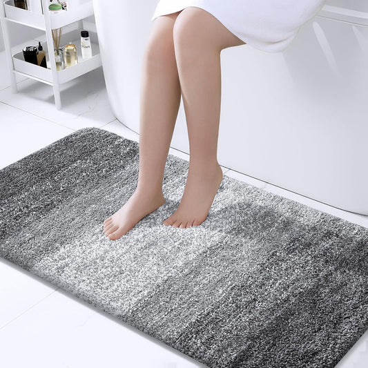 OLANLY Bathroom Rug Mat - Extra Soft, Absorbent Microfiber | Non-Slip Plush Shaggy 47x24 Grey