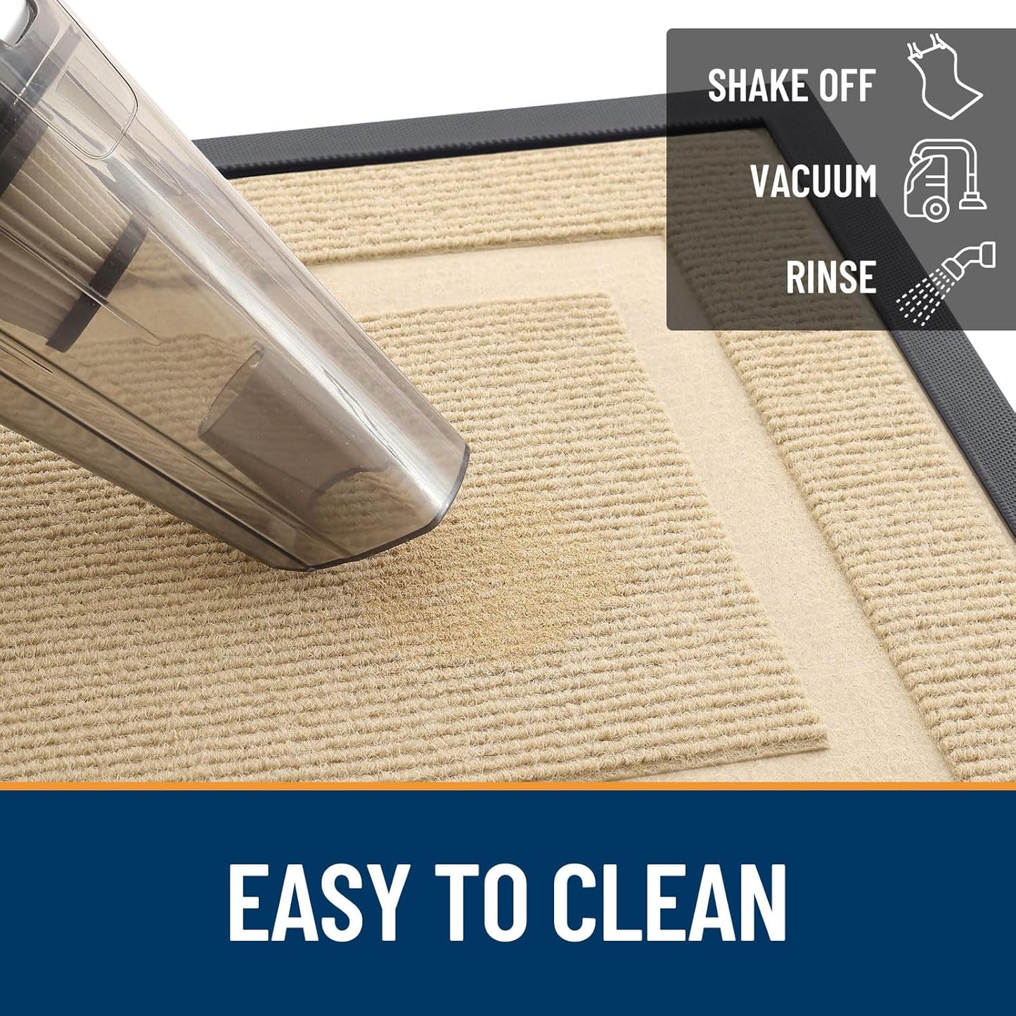 OLANLY Front Door Mat - Waterproof All-Season Doormat | Sturdy Natural Rubber, Easy Clean, 71x23, Beige