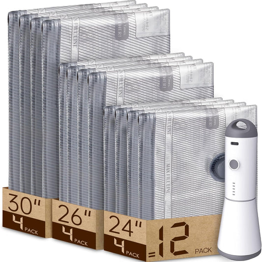 Vacbird Vacuum Bags - 12 Pack Travel Compression Bags with Rechargeable Air Pump | Carry-On Size for Luggage