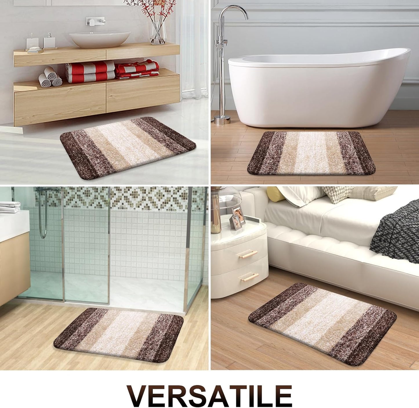OLANLY Large Bathroom Rugs - Extra Soft Microfiber Mat, Quick Dry & Machine Washable, 70x46, Brown