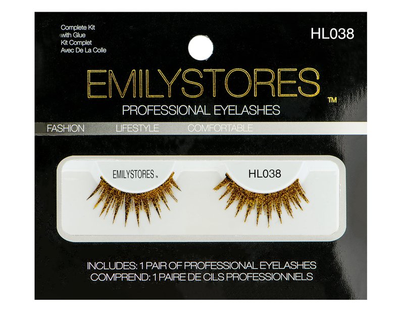 EMILYSTORES Gold Halloween Lashes for Women Cosplay Fancy Ball Costume Faux Eyelashes 1 Pair, Gold Color