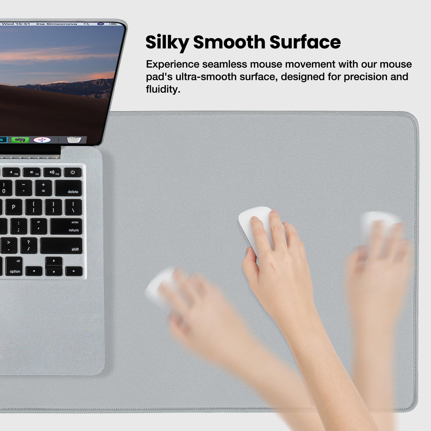 ALOANES Waterproof Mouse Pad with Durable Stitched Edge, Gaming Keyboard, Non-Slip Rubber Base Mouse Mat, Extended Desk pad for Gamer, Office& Home, Gray Mousepad XL(31.50"x11.81"x0.12")