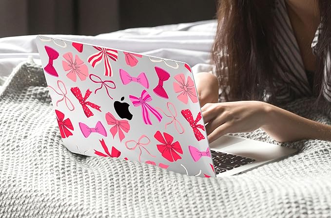CISSOOK Compatible with MacBook Air 13.6 inch Case 2026 2025 2024 2023 2022 Release A3449 A3240 A3113 A2681, Hard Shell Case Keyboard Cover Screen Protector for MacBook Air 13 M2 M3 M4 M5, Pink Bows
