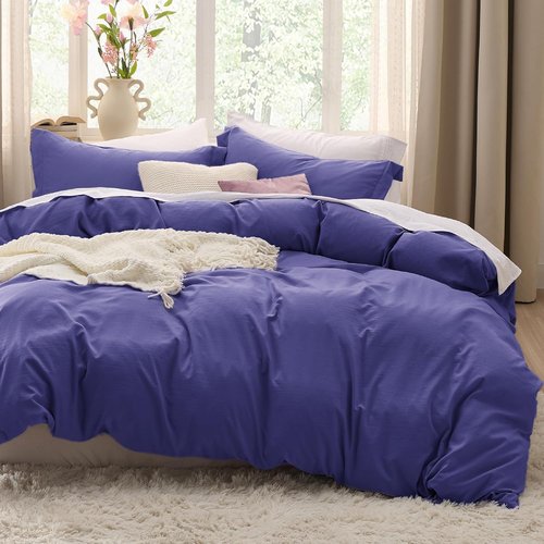 Bedsure Duvet Cover Set | Skipper Blue Queen Size - Extra Soft Prewashed Cotton-Like Polyester, 3 Pieces with Zipper Closure