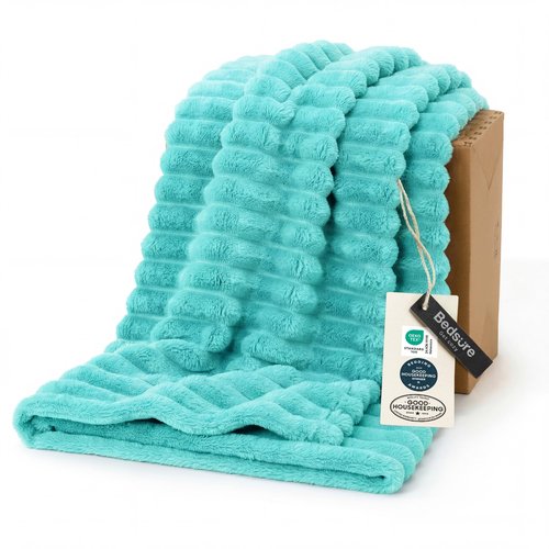 Bedsure GentleSoft Blue Fog Fleece Blanket for Couch - Cozy Soft Blankets for Women, Cute Small Throws for Girls, 60x80 Inches