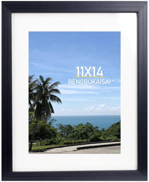 BENGBUKAISAI 11x14 Picture Frame, Display Pictures 8x10 with Mat or 11x14 Without Mat, Wall Hanging Photo Frame,Black, 1 Pack