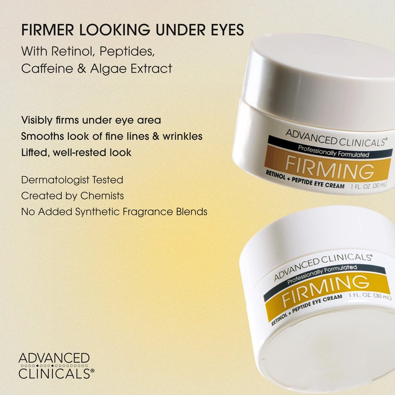 Advanced Clinicals Advanced Firming Retinol Body Lotion + Retinol Eye Cream Face Moisturizer With Peptides Anti Aging 2pc Skincare Set For Women & Men, Fragrance Free, 2pc Set