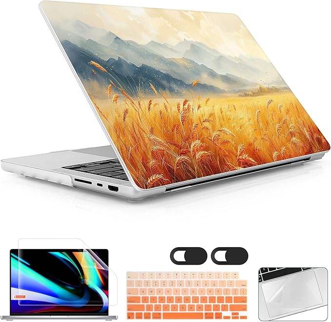 Lepeoac Case for MacBook Pro 16 inch Case 2026-2021 | M5 A3429 A3428 M4 M3 M2 M1 Pro/Max | Protective Hard Shell Laptop Cover with Screen Protector & Keyboard Cover | Wheat Field
