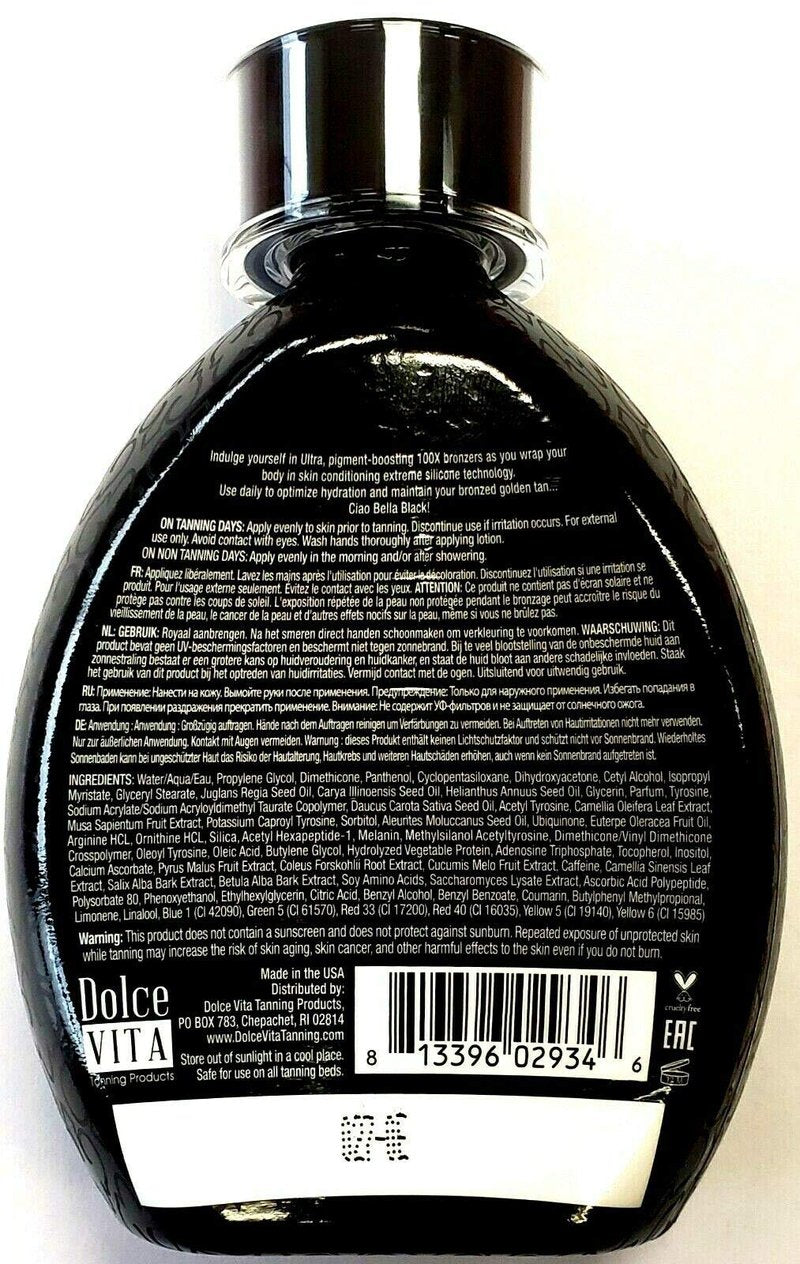 Bella Black 100X Bronzer Tanning Lotion – Premium Tanning Bed Lotion with Extreme Silicone Emulsion and Banana Fruit Extract – Instant Results – Dark Tanning Lotion for Indoor Tanning Beds - 13.5oz