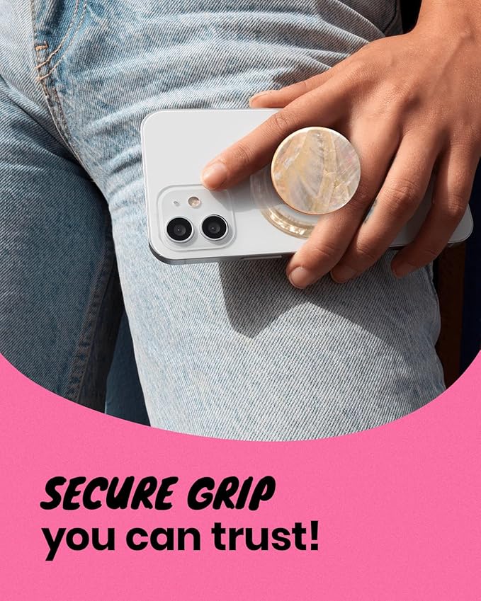 On The Grip Magnetic Phone Grip for MagSafe, Mother of Pearl Seashell Crème
