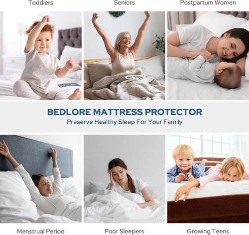 **BEDLORE Waterproof Mattress Protector - Cal King Size Soft Mattress Pad with Deep Pocket (Sky Blue)**