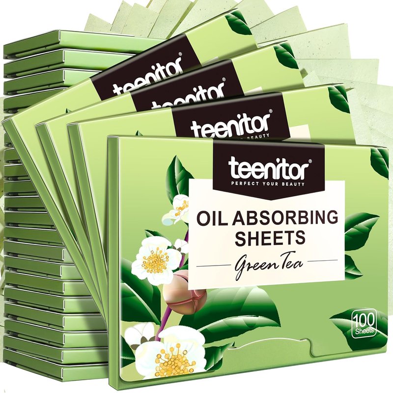 Oil Blotting Sheets for Oily Skin - 2400 Green Tea Absorbent Pads | Large 10cm x 7cm