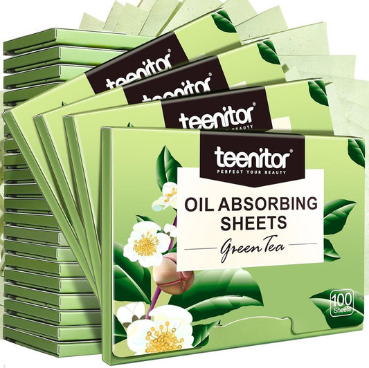 Oil Blotting Sheets for Oily Skin - 2400 Green Tea Absorbent Pads | Large 10cm x 7cm