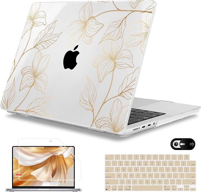 Mektron Case for 2026 M5 MacBook Pro 16 inch A3429 A3428 M4 A3403 A3186 M3 A2991 M2 A2780 M1 A2485 (2021-2025) Pro/Max with Liquid Retina XDR, Hard Shell Plastic Laptop Cover, Flower S718