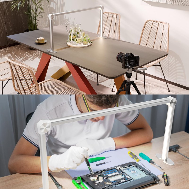gelpal Nail Tech Lamp for Desk，30" 48W Professionals Led Light, Desk Lamp for Lash Eyelash Extension,Color Temperature 2700K-6000K, Full fold kunzl Makeup lamp,Salon&Home(Silver)