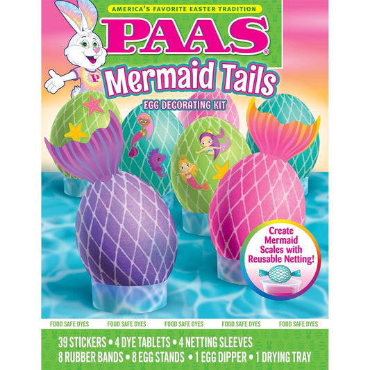 PAAS Mermaid Tails Egg Decorating Kit - Create Stunning Mermaid Scales with Reusable Sleeves & Fun Dye Tablets
