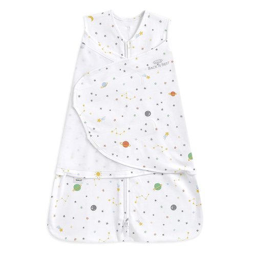 HALO 100% Cotton Sleepsack Swaddle - 3-Way Adjustable Wearable Blanket, TOG 1.5, Space Design, Newborn 0-3 Months