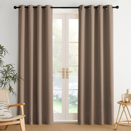 NICETOWN Room Darkening Curtains - 2 Panels in Cappuccino | W52 x L84 for Enhanced Privacy