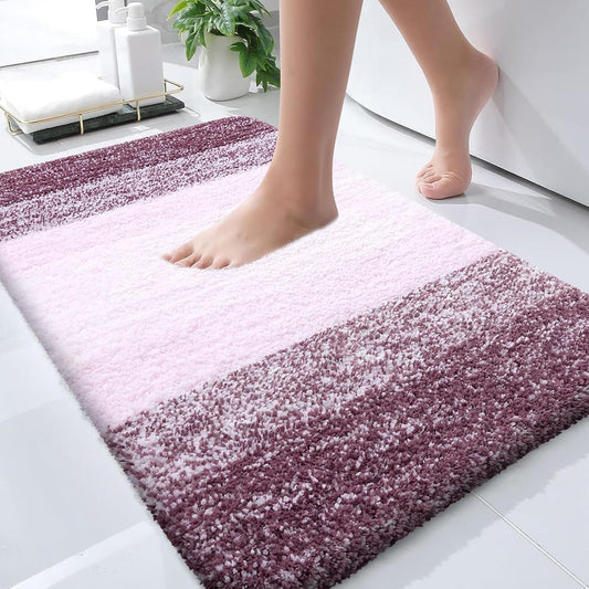 OLANLY Large Bathroom Rugs Mat - Extra Soft Microfiber, Quick Dry & Machine Washable | 40x24, Mauve