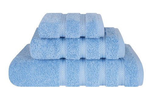 American Soft Linen Premium 3 Piece Towel Set, 1 Bath Towel 1 Hand Towel 1 Washcloth, 600 GSM 100% Cotton Turkish Towels for Bathroom, Sky Blue Towel Set