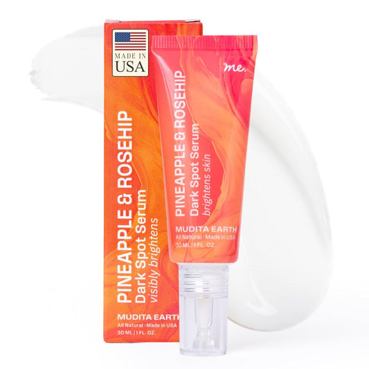 Milky Dark Spot Serum with 10% Stable Vitamin C & Ferulic Acid for Sensitive & Acne-Prone Skin | Collagen-Boosting Serum for Hyperpigmentation, Uneven Skin Tone | 1 fl oz | Mudita Earth