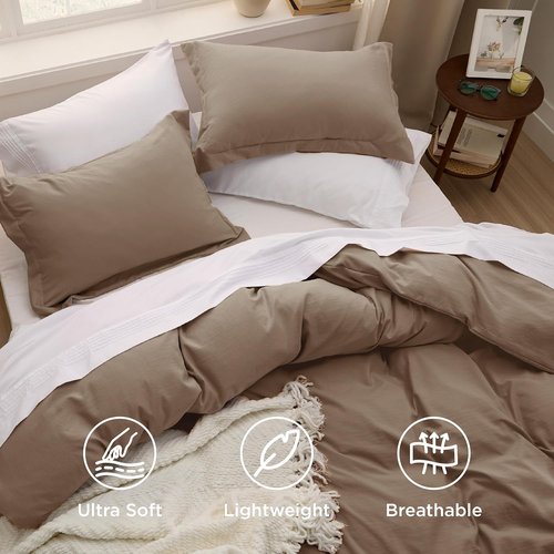 Bedsure Oversized King Duvet Cover - Extra Soft Prewashed Cotton-Like Polyester Bedding Set, 120x98 Inches with Zipper Closure & 2 Pillow Shams