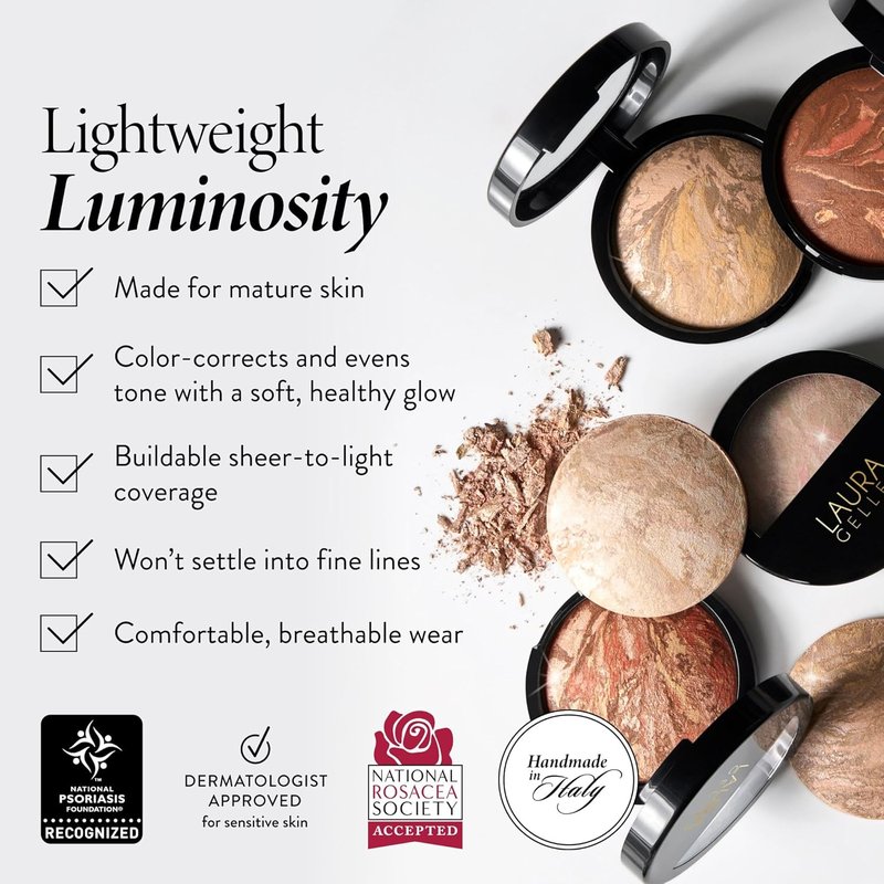 Laura Geller Baked Balance-N-Glow Foundation - Deep - Buildable Sheer to Light Coverage, Satin Finish