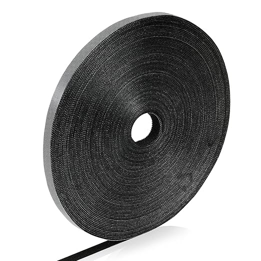 WILLBOND 1/2 Inch x 90ft Fastening Tape Cable Ties Reusable Fastening Nylon Tape Double Side Hook Roll Hook and Loop Straps Wires Cords Management Wire Organizer Straps (Black)