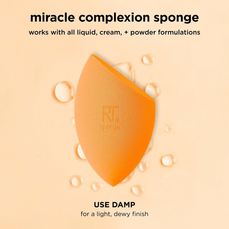 Real Techniques Miracle Complexion Sponge + Concealer Sponge Duo, Makeup Blending Sponges For Foundation & Concealer, Offers Light To Medium Coverage, Natural, Dewy Makeup, Latex-Free Foam 2 Count