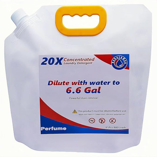 Commercial Bulk Laundry Detergent Refill, 20X Concentrated, Makes 6.6 Gallons (800 Loads) – Heavy-Duty Stain Removal, HE Compatible,Economical