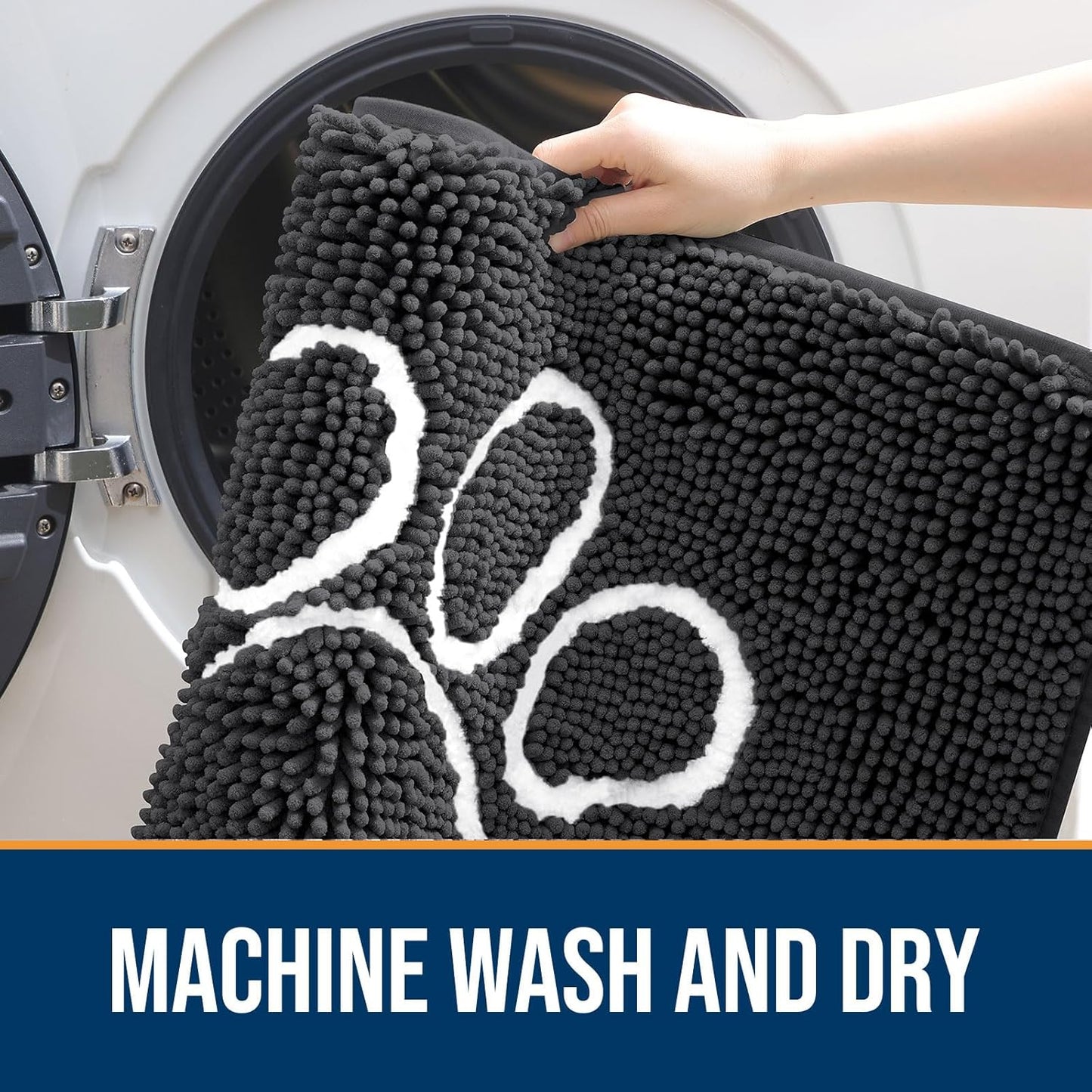 OLANLY Dog Door Mat - Absorbent Non-Slip Mud Mat for Paws | Quick Dry Chenille, 40x32, Dark Grey