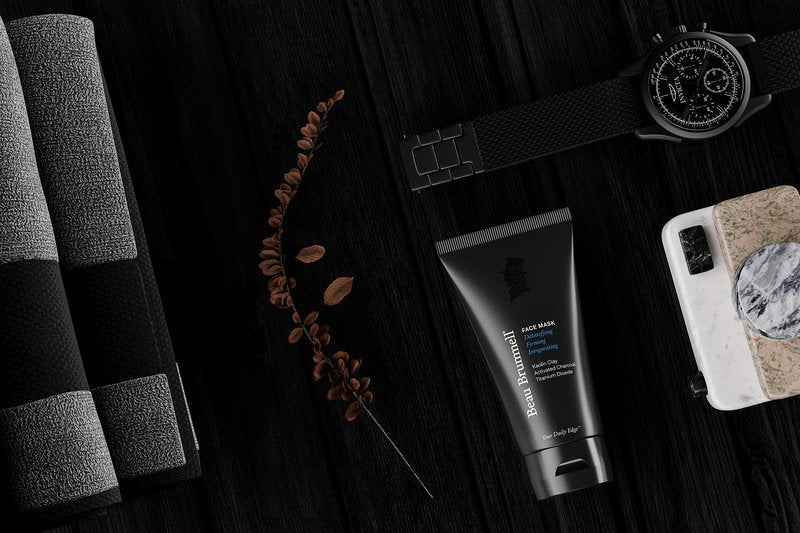 Beau Brummell Men’s Face Mask Detoxifying Facial Treatment with Kaolin Clay & Activated Charcoal | Deep Cleansing Formula | 5 FLOZ Tube Lasts Approx 6-Months |Made In USA