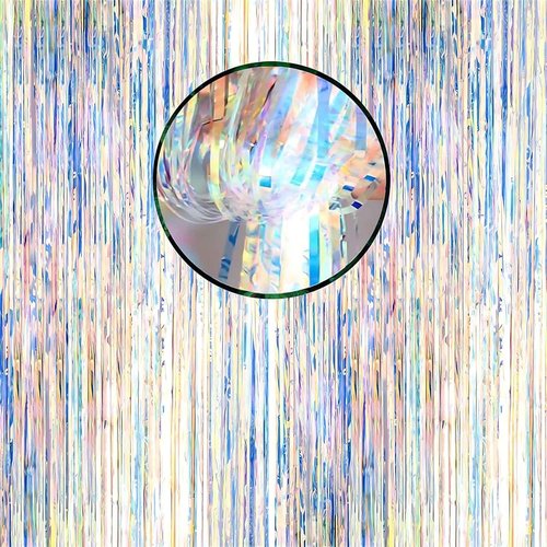 Iridescent Foil Curtain Backdrop by [Brand Name] - Stunning Neon Streamers for Party Decor | 3.2 ft x 6.5 ft