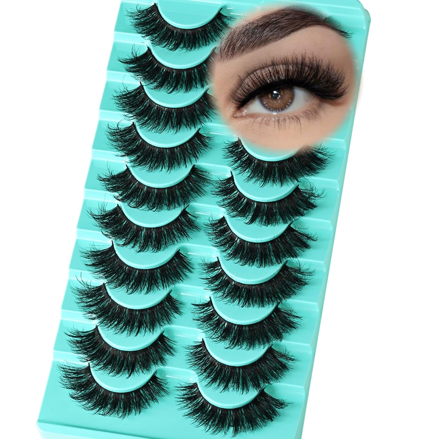 APCYUST Lashes Volume Mink Eyelashes 10 Pairs Natural Cateye Lash Strips Wispy Cat Eye Lashes Natural Look Short Thick Fluffy False Strip Eyelash Full Fake Lash Pack Black Pestañas Postizas for Women