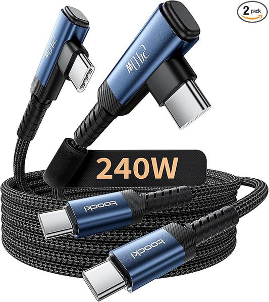 toocki USB C Cable [2Pack, 6.6ft] 240W Fast Charging Type C Cord, Nylon Braided USB 2.0 Cable for iPhone 17 16 15 Pro Plus Pro Max Air, iPad Pro, Samsung Galaxy S24 S23, Switch, MacBook Pro, Pixel