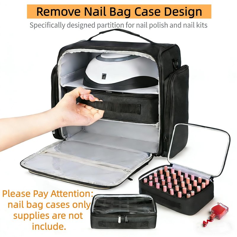YUYAFN Nail Polish Organizer Holds 105 Bottles, Extra Large Capacity with 3 Removable, Pouches Portable Manicurist Travel Bag for Manicure Tools, Nail Lamp