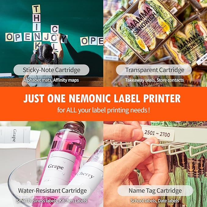 MANGOSLAB Nemonic Label Printer | Inkless Bluetooth Thermal Label Printer for Small Business | Durable Shipping Label Maker & Portable Wireless
