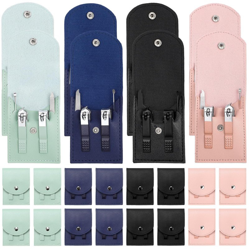 Lasnten 24 Set Valentine Manicure Set Bulk Nail Clippers Grooming Nail Kit Stainless Steel Professional Pedicure Tools Kit with Travel Case for Men Women Valentine's Day Gift(4 in 1,Fresh Colors)
