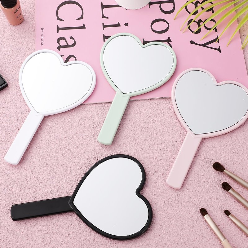 Healeved Heart-Shaped Mirror Set of 12 - Portable Handheld Mirrors for Makeup Cute Heart Design Compact Cosmetic Hand Mirror Ideal for Travel and Daily Use