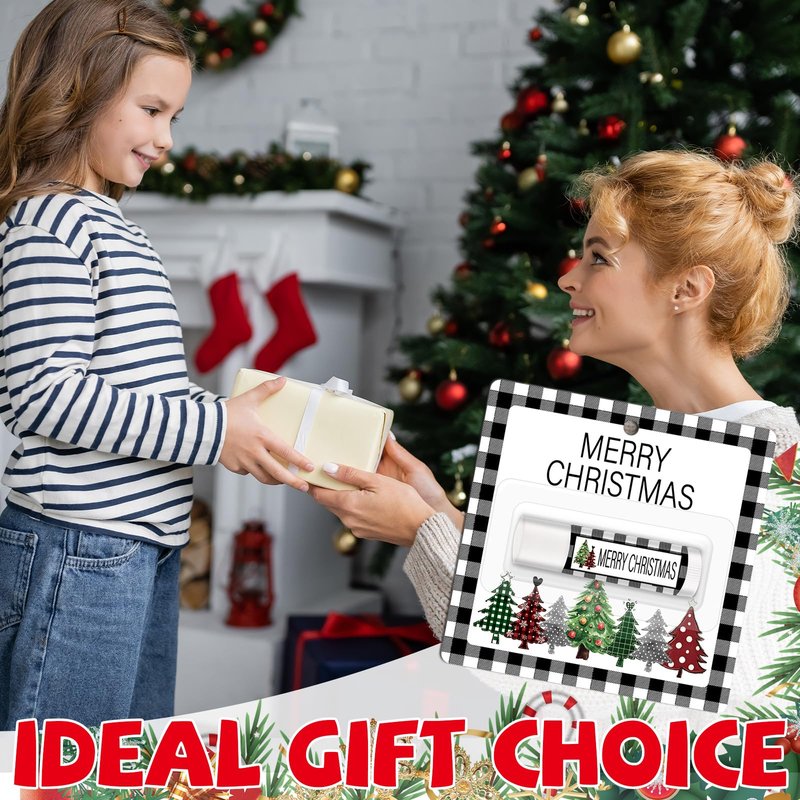 50 Pack Christmas Lip Balm Gift Bulk, Moisturizing Nourishing Lip Balm Appreciation Gift, Xmas Holiday Birthday Party Favors Stocking Stuffers for Women Men Coworker Employee Teacher (Christmas Tree)
